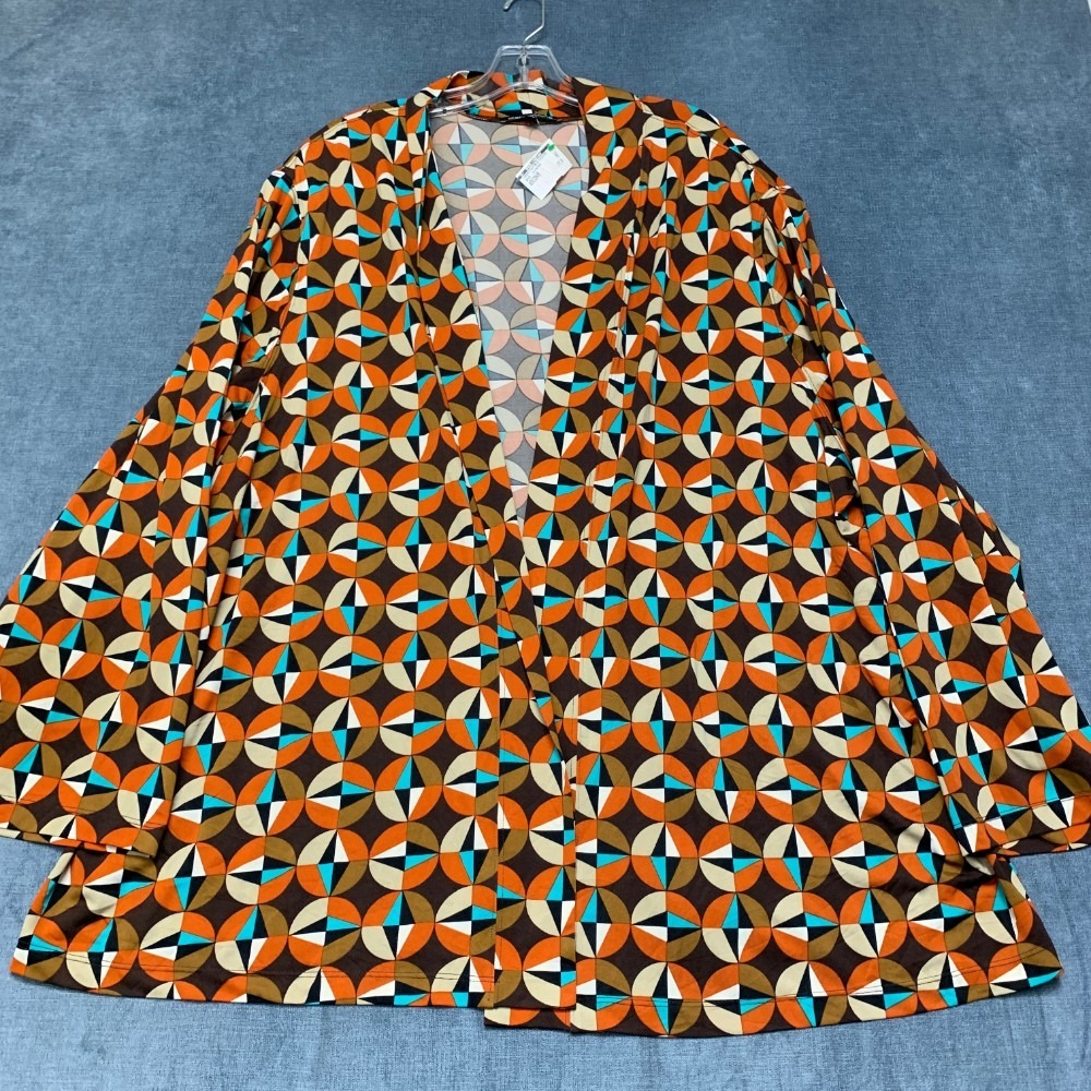 Distinctions Jasmine Kaleidoscope Kimono Womens 4X Multi Geometric Open Front